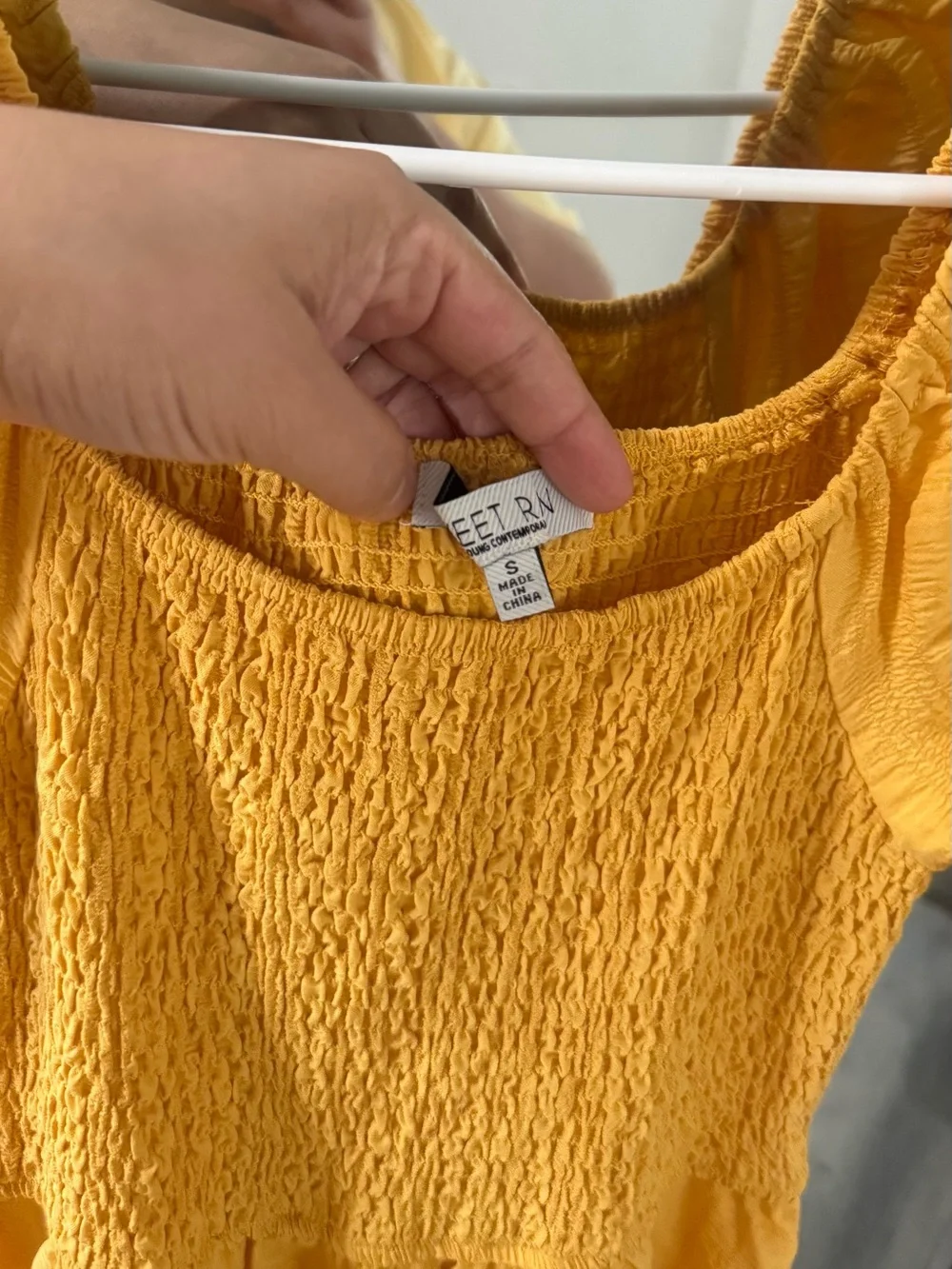 LIKE NEW Golden Yellow Textured Tiered Puff Sleeve Yellow Dress